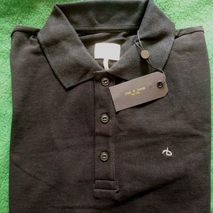 Rag & Bone Black Pique Polo